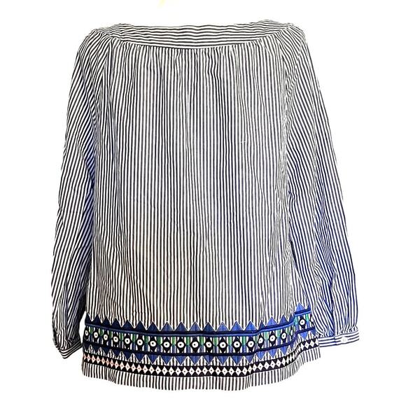 Vineyard‎ Vines Geo Prep Embroidered Open Neck Top Medium - Picture 2 of 10